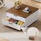 White Lift Top Coffee Table with Hidden Storage and Drawers for Living Room